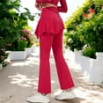 thumbnail image 4 of Women's High Waist Flare Pants with Layered Skirt Overlay- Large, Burnt Red, 4 of 5
