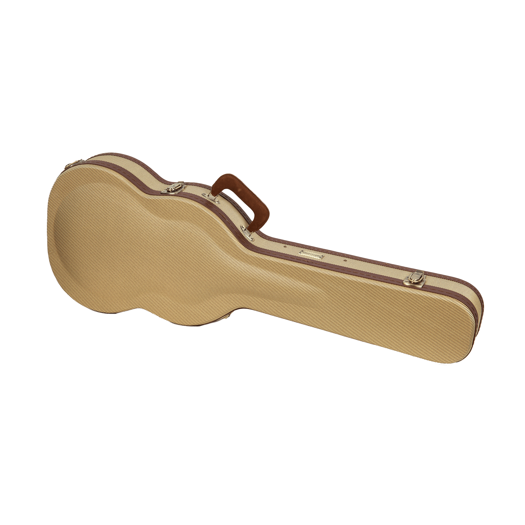 Crossrock Master Series - Wooden SG Electric Guitar Case - Security Lock, Genuine Leather Handle, Reinforced Hardware, Metal Feet, Storage Space- Fabric Tweed