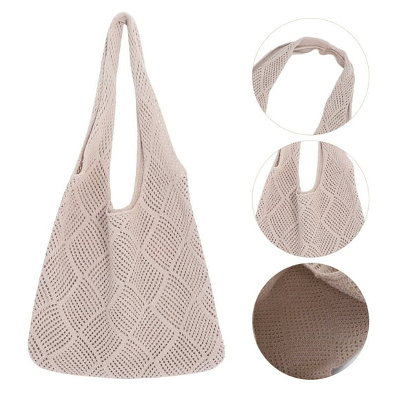 PENIKOKO Women Woven Tote Bag, Lightweight Polyester Portable Handbag for Daily Shopping and Travel