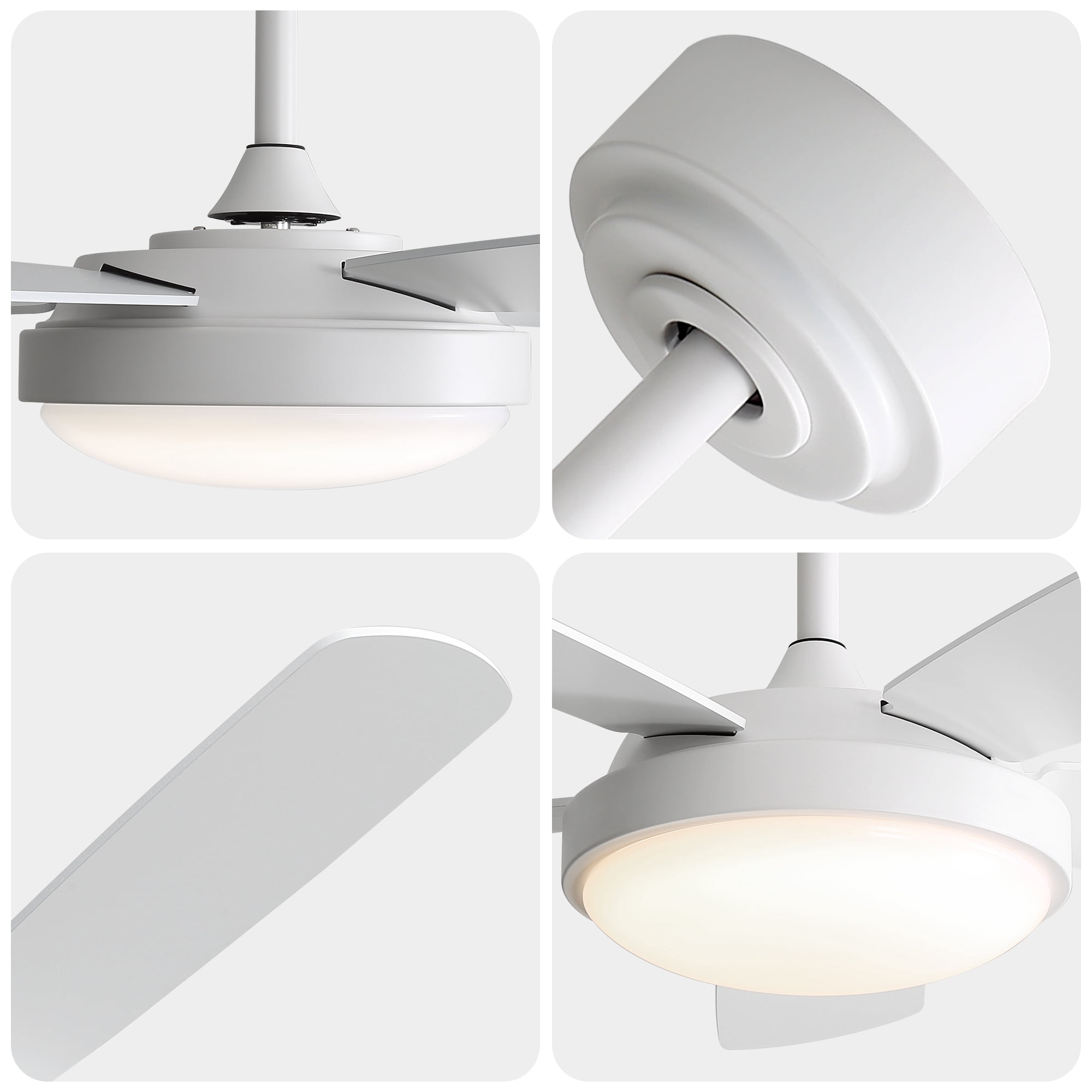 Sofucor 42 inch 5 Blade Modern Ceiling Fan With Light and Remote Control，White