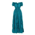 thumbnail image 5 of Elegant dress, short-sleeve, off-shoulder, gathered waist, retro pleated long skirt, costume dress-3-L, 5 of 7