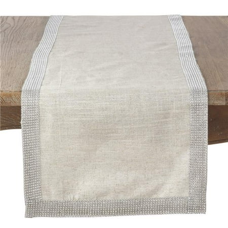 

SARO 315.S1672B 16 x 72 in. Jeweled Trim Studded Design Table Runner Silver