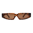 thumbnail image 3 of Elegantly Minimal Triangular Lens Narrow Rectangle Plastic Sunglasses Tortoise Brown, 3 of 4