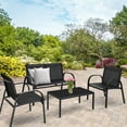 thumbnail image 2 of Topbuy 4PCS Black Furniture Set Chairs Coffee Table Patio Garden Brand New, 2 of 7