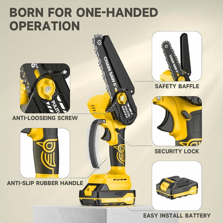 Pulituo Mini Cordless Chainsaw 6 inch, Battery Powered photo 2