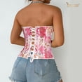thumbnail image 5 of JASGOOD Corset Top for Women Textured Sheer Floral Lace Bustiers Cincher Lace-up Corset Overbust Top, 5 of 8
