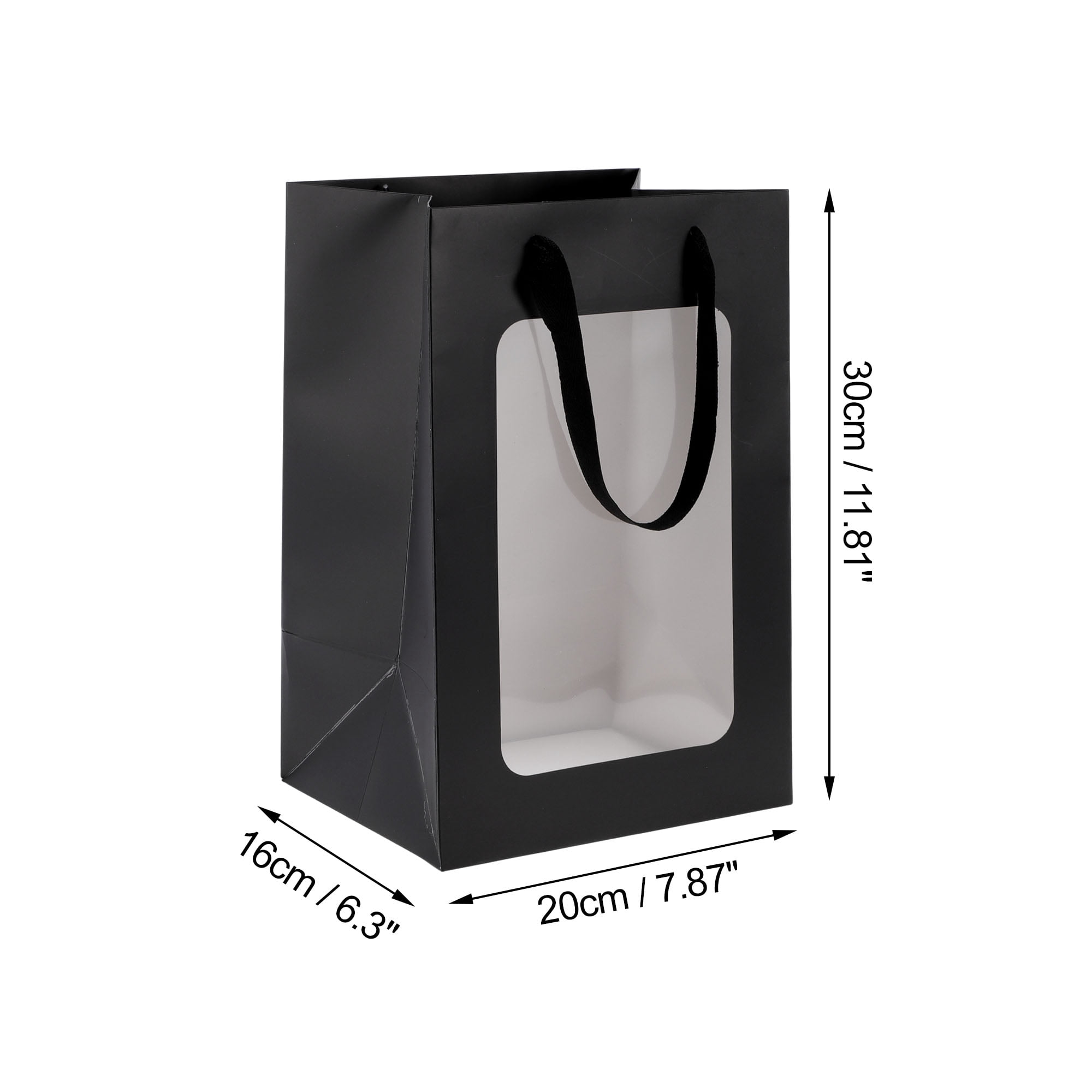 Unique Bargains Handheld Gift Bags for Various Occasions 1 Pc Black Medium