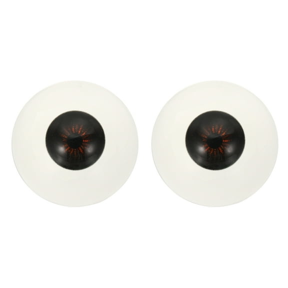 32mm Doll Eyes,1 Pair Realistic Acrylic Eyes Plastic Half Eyeballs, Brown Black