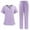 Purple, variant on Women's Scrubs Set V-Neck Top with Contrast Trim Pockets & Straight Leg Pants Quick Dry Breathable Medical Workwear for Nurses Doctors Hospital Staff Uniform Black L
