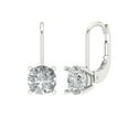 thumbnail image 2 of 1 Ct Round Cut Drop Dangle Clear Moissanite 18K White Solid Solid Gold Everyday Dainty Earrings Lever Back, 2 of 7