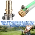 thumbnail image 3 of 3 juegos de kit universal de reparación de mangueras de jardín de latón de 5/8 y 3/4 pulgadas, conector hembra y macho para manguera de agua con 4 abrazaderas de acero inoxidable., 3 of 8