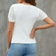 thumbnail image 4 of Camisa informal para mujer, mangas abullonadas, lunares, ajustada, cuello redondo, blusa de moda de Color sólido, 4 of 6