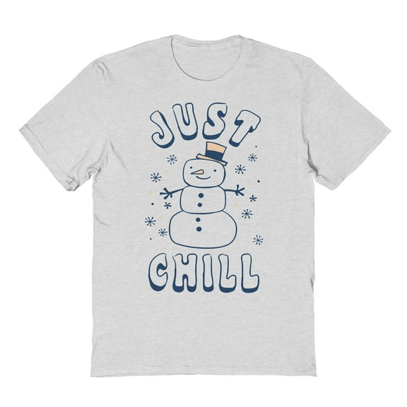 Christmas Holiday Frosty Just Chill Graphic Ash Grey Men's Cotton T-Shirt