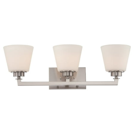 - Mobili - 3 Light Vanity Fixture w/ Satin White Glass