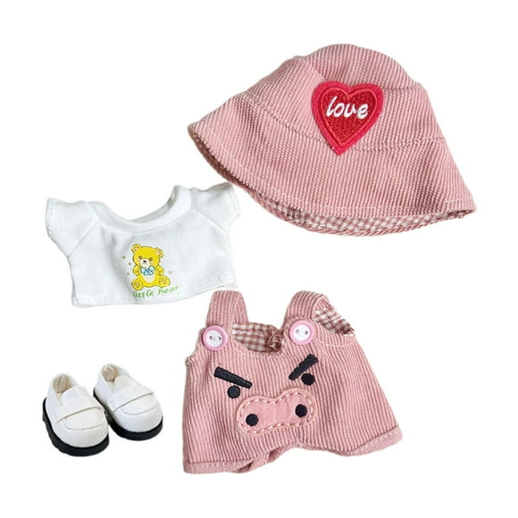 Xuanheng 15cm Doll Clothes Cute A Pair of Shoes Dress up Heart Pattern Hat Soft DIY Photo Props Doll Clothing Doll T Shirt