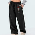 thumbnail image 2 of Buigttklop Christmas Printed Sweatpants for Women Baggy Wide Leg Low Rise Sweat Pants Y2K,Athletic Pants for Women Loose Fit,Comfy Fleece Lined Pants, 2 of 4