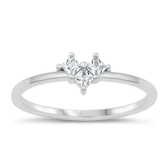 Clear CZ Wholesale Geometric Heart Ring .925 Sterling Silver Band White Jewelry Female Size 8