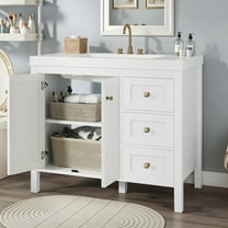 ModFusion 42" White Bathroom Vanity Cabinet with Resin Basin, Fiberboard Construction & Drop-Test Certified