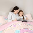 thumbnail image 4 of Castle Fairy Flower Balloon Letter P Twin Bedding Sets 7-Piece for Girls,Pastel Initial Bedding Comforter Set,Pink Reversible, 4 of 7