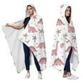 thumbnail image 2 of Wearable Blanket,Pink Dinosaur and Bird Pattern Hooded Wearable Flannel Blanket for Adults & Teens,Winter Poncho Shawl Wrap Cape Cozy Anti-Pill,60"x80", 2 of 5
