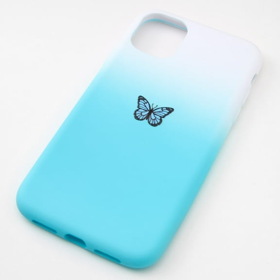 Claire's Teen Girls' Blue Ombre Butterfly Phone Case. White and Blue, Fits iPhone 11, 46106