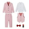 thumbnail image 4 of ZACPNCV Boy's Slim Fit Formal Suits 6 Piece Outfit for Ring Bearers Kids Dress Toddler Boy Tuxedo Homecoming Suits for Boys Pink 12-18 Months, 4 of 9