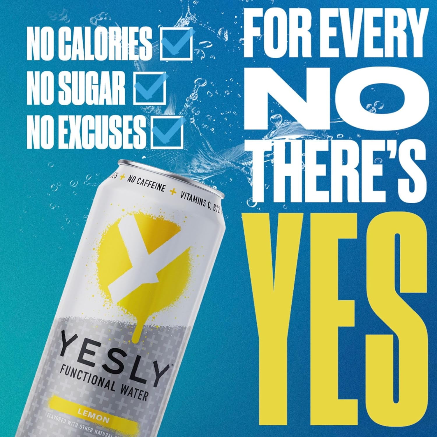 Pack of 12, Yesly Lemon Functional Water, 16 fl oz