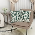 thumbnail image 4 of Teal Leaf Plant Pillow Covers 18X18 Inch Set of 2 Tropical Fern Herbs Botanical Leaves Floral Decorative Pillow Cases Vintage Cushion Case Farmhouse Home Decor for Couch Sofa Porch Outdoor, 4 of 6
