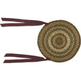 thumbnail image 3 of VHC Brands Tea Cabin Rustic Jute Green Textured Striped Round Kitchen Chair Pad Set of 6 15", 3 of 4