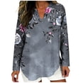 thumbnail image 3 of TaTaai Women's Linen Look V Neck Blouse, Long Roll Up Sleeves with Button Cuff Detail, Casual Summer Top for Everyday Wear Gift, 3 of 5