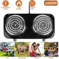 thumbnail image 3 of 2000W Double Burner, Electric Hot Plate for Cooking Portable Cooking Stove, Countertop Burner Cooktop for Kitchen, Dorm, Temperature Control, Easy to Clean, Black, 3 of 8