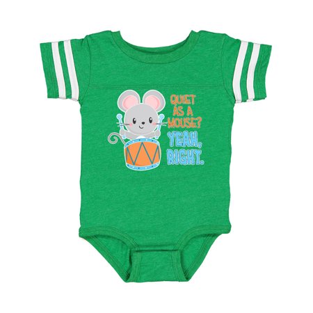 

Inktastic Quiet As A Mouse Yeah Right Cute Mouse Drummer Gift Baby Boy or Baby Girl Bodysuit