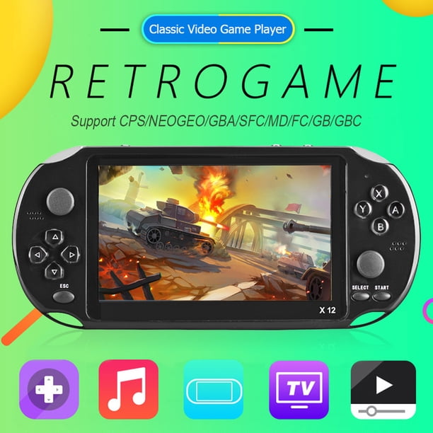 Consolas de videojuegos X12 con doble balancín integrado 2500 juegos (8 GB) (negro)
