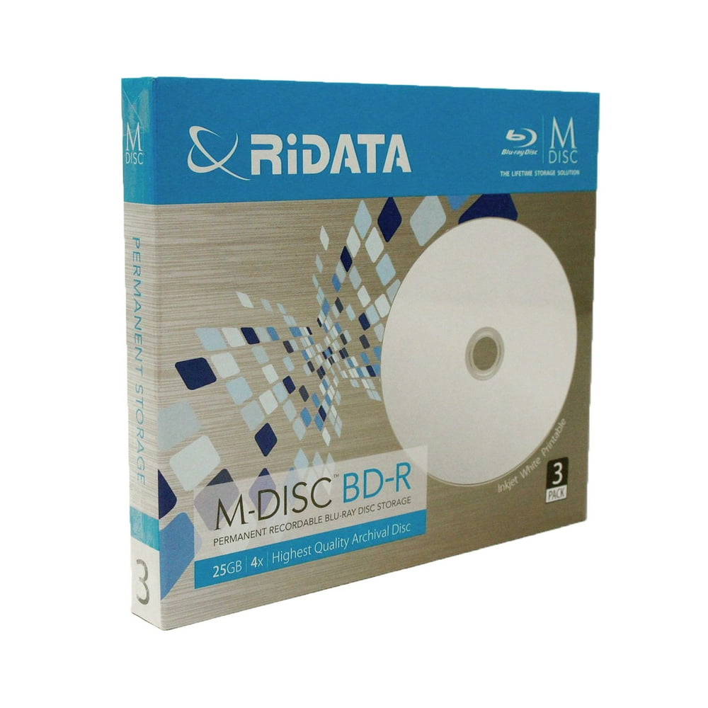 3 Pack Ridata MDisc BDR 25GB 4X White Inkjet Hub Printable HD 1000