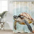 thumbnail image 2 of 72x78 Inch Shower Curtain Turtle Bathroom Decor Waterproof Fabric Bathtub Bath Curtains Decorative Coastal Ocean Coral Reef Retro Shell Sea Extra Long Shower Curtain Set with Hooks, 2 of 6