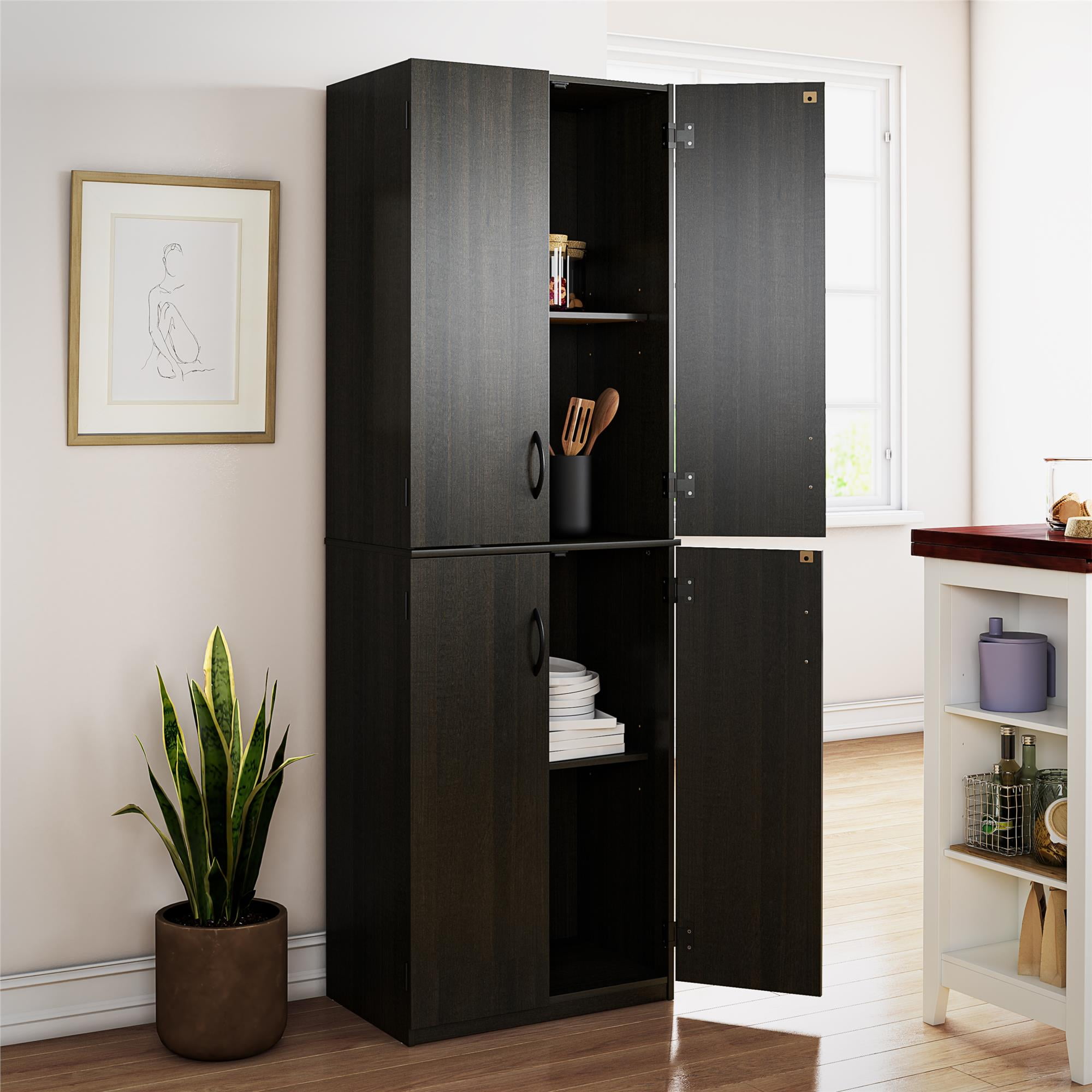 (3 pack) Mainstays 72" 4-Door Storage Cabinet, Espresso