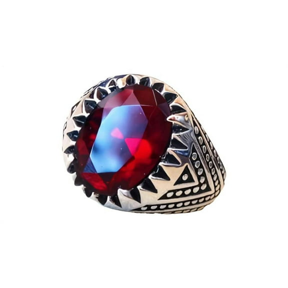 Red Garnet Ring, Silver Jewelry, 925 Silver Ring, Father's Day, AAA Natural Garnet Ring, January Birthstone Ring, Heavy Mens Ring, Spiritual Healing Gemstone, Christmas, Designer Mens Ring