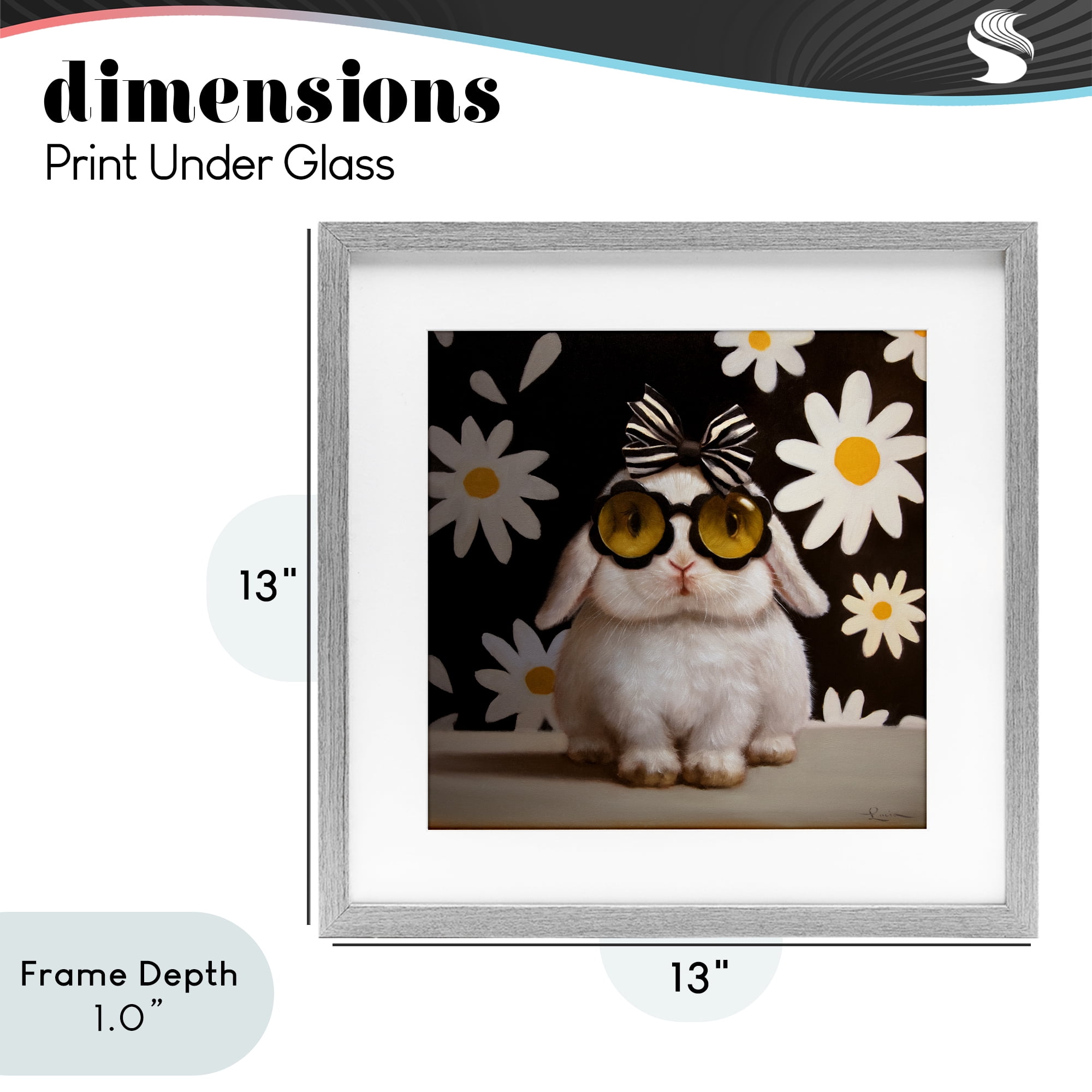 Stupell Industries Boopsie Daisy Bunny Gray Framed Print Under Glass, design by Lucia Heffernan