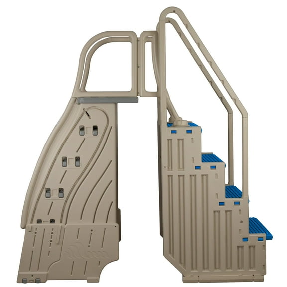 Confer Above Ground A-Frame Entry System with In Pool Steps, Warm Gray with Blue Steps