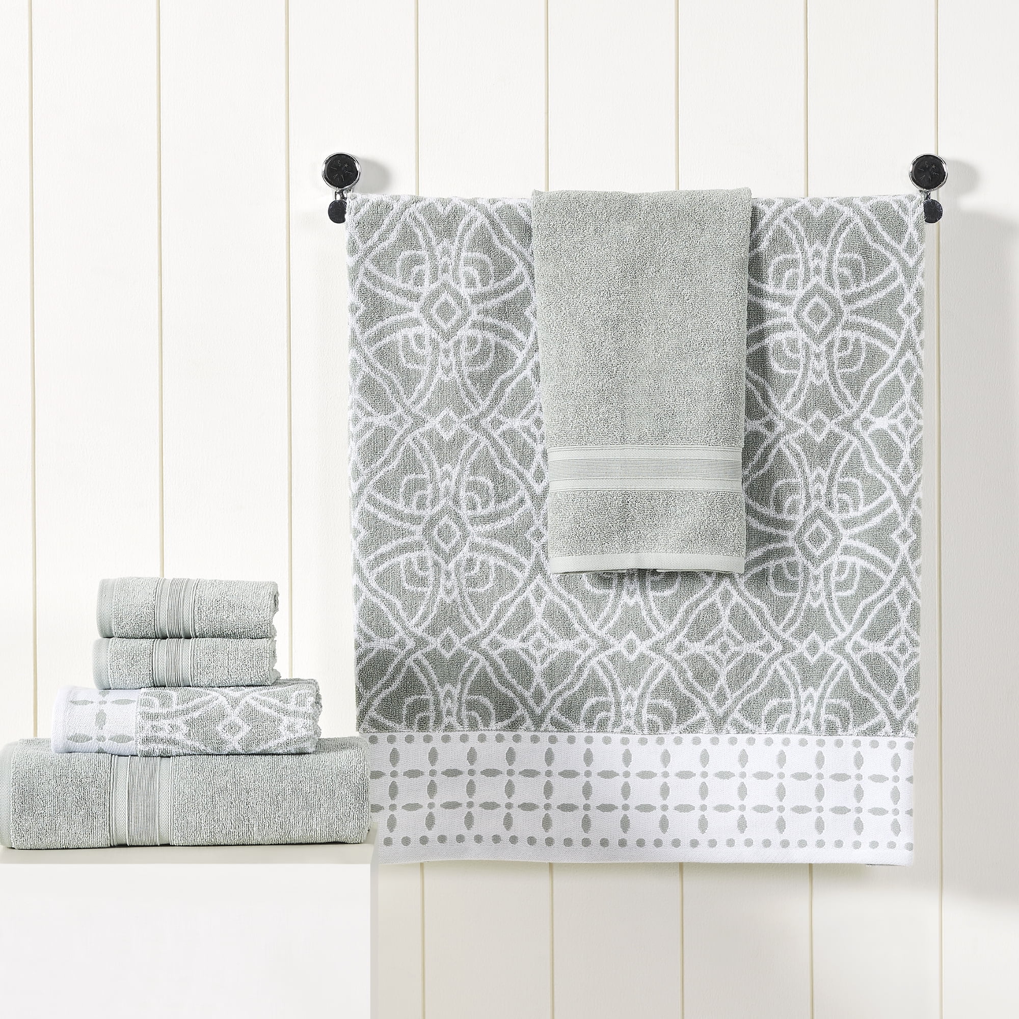 Modern Threads Monroe 6-Piece Cotton Bath Towel Set, Dark Sage