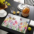 thumbnail image 3 of Tulips Spring Floral Placemats Set of 4, Pastoral Flowers Butterfly Wooden Placemats for Dining Table, Place Mats for Kitchen Tabletop, Waterproof Wipeable Dining Table Mats Set, 3 of 9