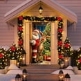 thumbnail image 3 of Eoozwa Christmas Door Cover Reindeer Santa Claus Banner Photo Backdrop Background Santa Door Hanging Banner Winter Holiday Christmas Eve New Year Home Party Decoration Supplies 71x35in, 3 of 5