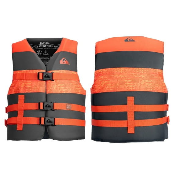 QUIKSILVER USCG Approved Teen Life Vest PFD, Light-Weight EPE Foam and Drain Holes, Three Belts with Quick-Release Buckles for Fishing, Boating & Kayaking