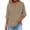 Coffee, variant on Cotton Linen Tops for Women Summer Casual Plus Size S-5XL 3/4 Sleeve Button V-Neck Gauze Shirts Loose Fit Blouses Clothing Lavender S