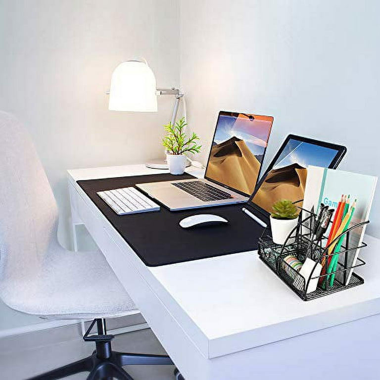 AUPSEN Desk Organizer, Mesh Office Supplies Desk Accessories, Features 5  Compartments + 1 Mini Sliding Drawer(Black) 