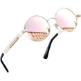 thumbnail image 1 of Shiyou-rétro Lunettes de Soleil Rondes Steampunk pour Hommes Femmes Polarisées Protection UV, 1 of 4
