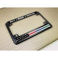 thumbnail image 3 of Motorcycle Metal License Plate Frame - First Responders - Law Enforcement, Police, Military and Fire Thin Line (Stripe) USA American Flag Design - Black, 3 of 6
