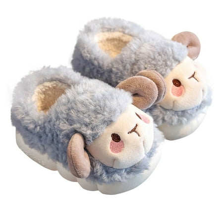 

Penkiiy Boys Girls House Slippers Kids Warm Home Shoes Toddler Fuzzy Wool-Like House Shoes Indoor Outdoor Slippers 5 Years Sky Blue