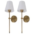 thumbnail image 3 of Apliques de pared, juego de 2, lámpara de baño con cableado fijo, pantalla blanca, portalámparas E26 E27, 85-265 V, dorado, 3 of 14