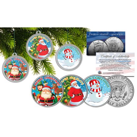 MERRY CHRISTMAS JFK Half Dollar 3-Coin Set Ornaments with Snowman & (Best Merry Christmas Message)
